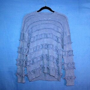 ANDTHEWHY Fringe Sweater Blue Medium/Large